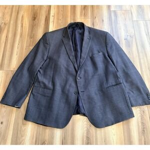 His A Banks Reserve Men's 54R Glen Plaid Gray Blue Blazer Sports Coat Wool Silk